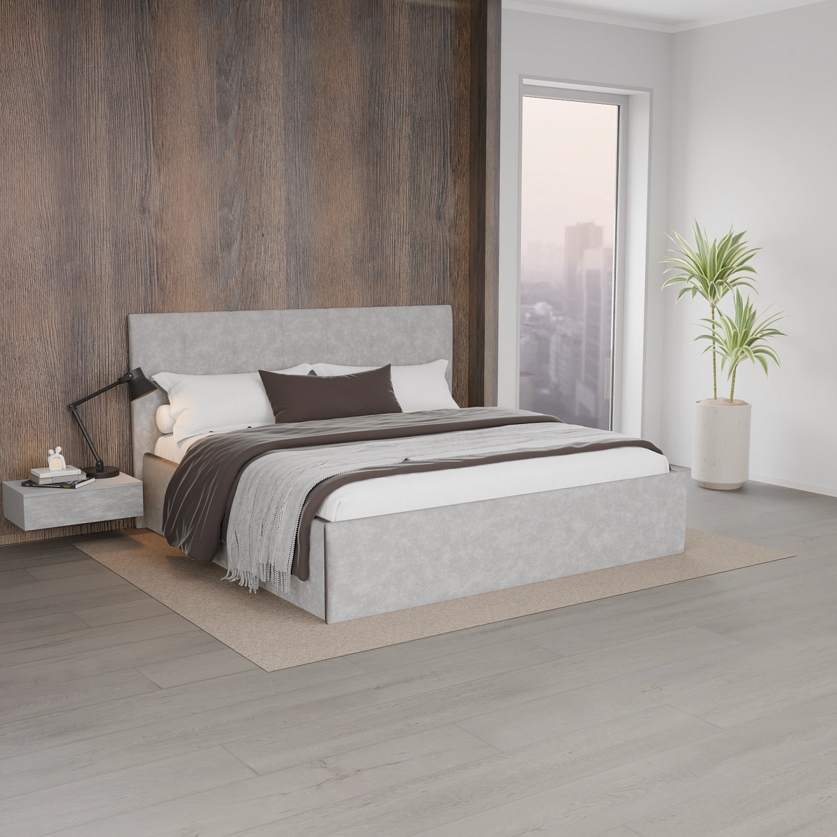 Кровать с подъемным механизмом Кастра Серая 200х200 (avatr6)